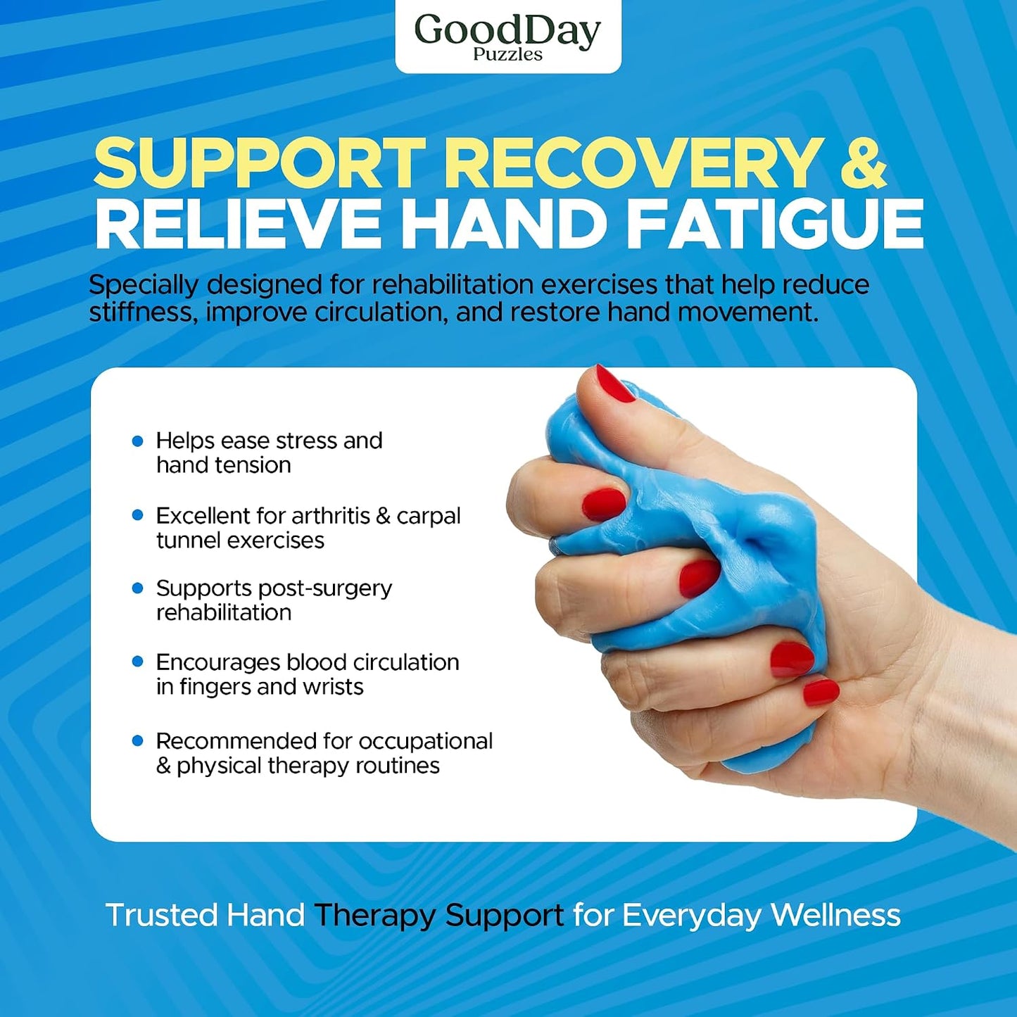 Hand Therapy Putty 3 Piece Set - Hand Strengthening & Stress Relief Putty for Grip, Finger & Wrist Exercises, Sensory Therapy Putty for Adults