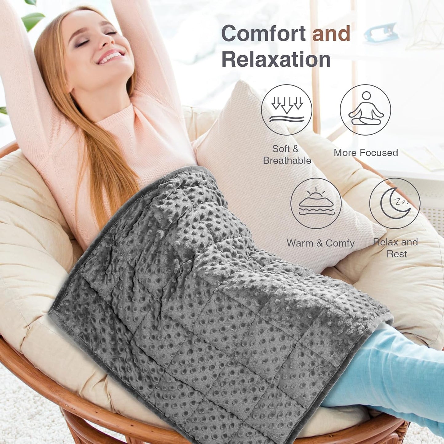 Alomidds Weighted Lap Blanket 7lbs, Cozy Luxury Breathable Weighted Blanket for Adults, Weighted Lap Pad for Travel, Relaxation, Sleeping, Purple, 29" x 24"