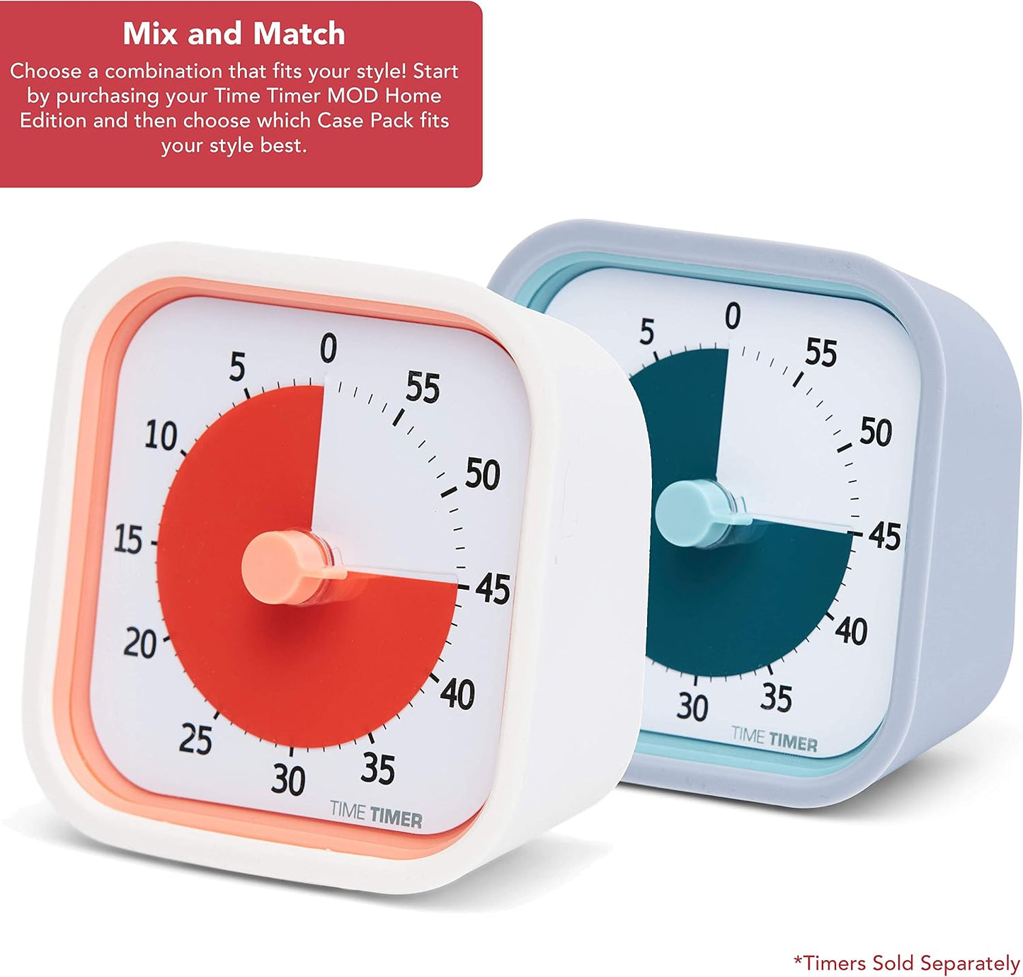 Time Timer MOD 60-Minute Visual Timer, Home Edition, Silent Operation, Study Tool for Homeschool and Office Use (Pale Shale)