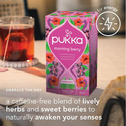 Pukka Morning Berry Organic Herbal Tea Bags, 20 Bags