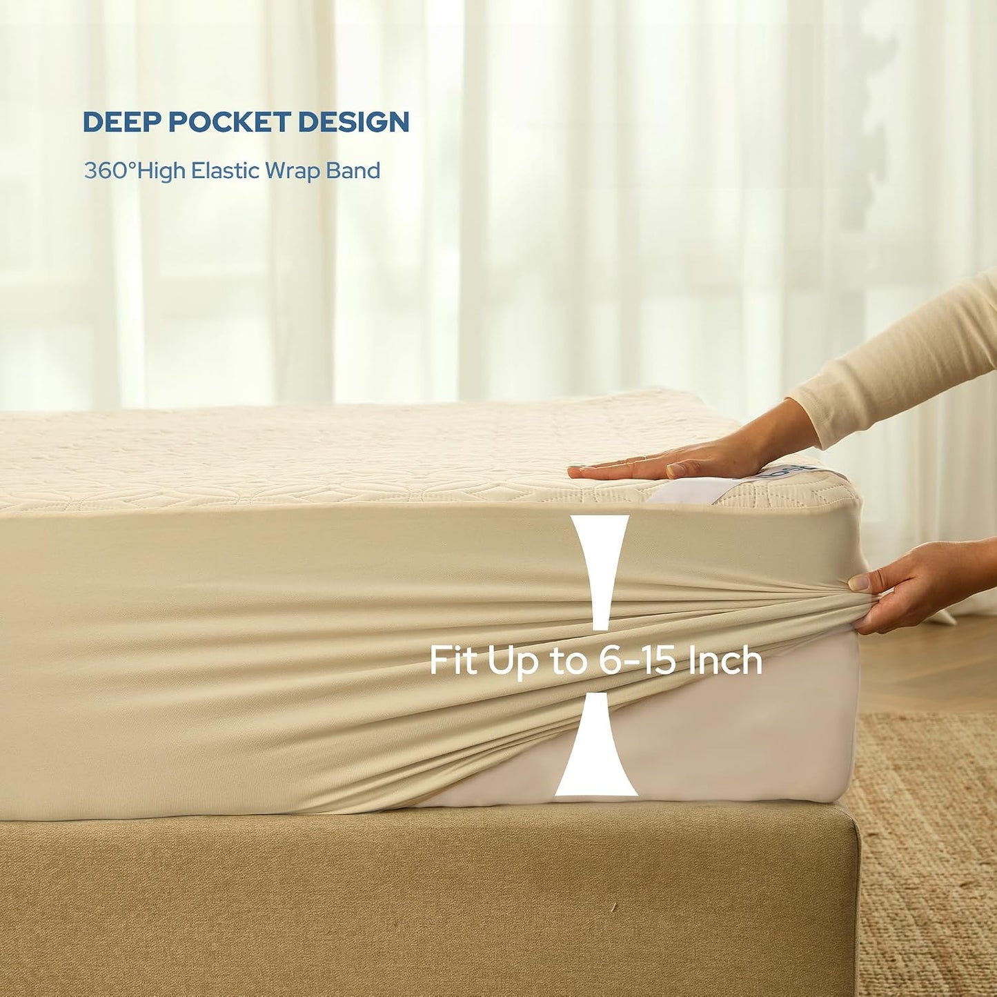 BEDLORE Waterproof Mattress Protector, King Size Mattress Pad with Deep Pocket 6"-18" Depth, Soft Noiseless Dirt-Proof Bed Mattress Cover Washable for Home, Bedroom, Hotel (Gray)