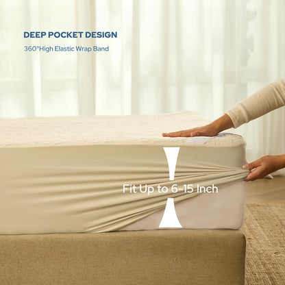 BEDLORE Waterproof Mattress Protector, King Size Mattress Pad with Deep Pocket 6"-18" Depth, Soft Noiseless Dirt-Proof Bed Mattress Cover Washable for Home, Bedroom, Hotel (Gray)