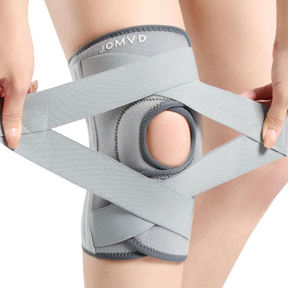 JOMVD Knee Brace for Knee Pain, Meniscus Tear, Adjustable Knee Support with Side Spring Stabilizers for ACL, MCL, Arthritis, Patella Stability, Knee Pain Relief, Injury Recovery, Women and Men, Medium