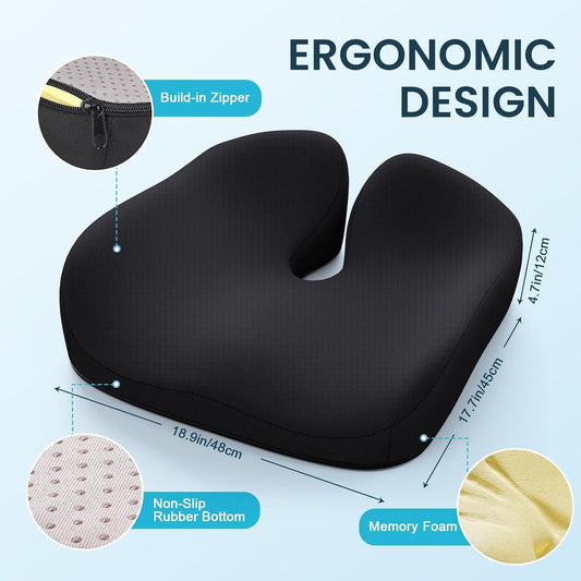Benazcap Memory Foam Seat Cushion, Ergonomic Office Chair Cushion