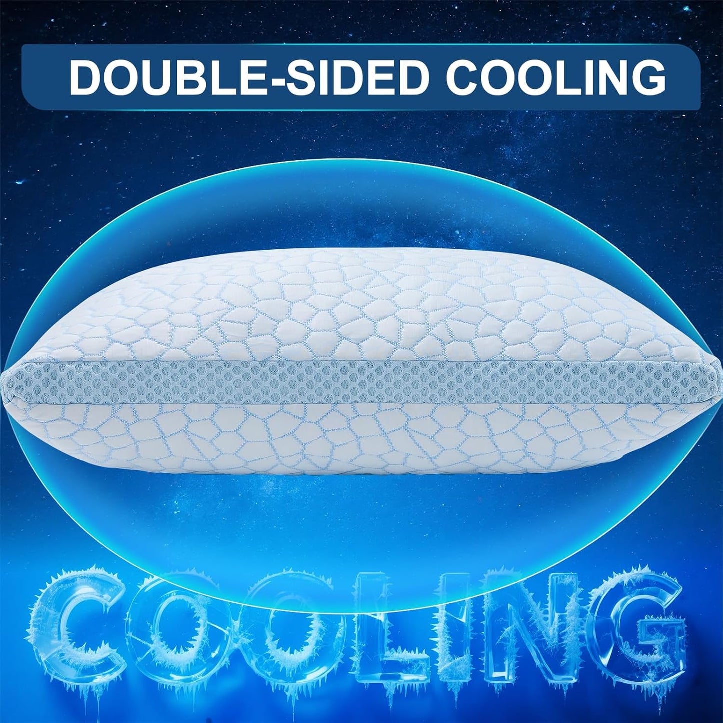 QUTOOL Cooling Pillow for Sleeping, CertiPUR-US Shredded Memory Foam Queen Pillows Set of 2, Cool Pillow for Hot Sleepers Adjustable Firm Pillow for Side, Back, Stomach Sleepers Soft Yet Support,White