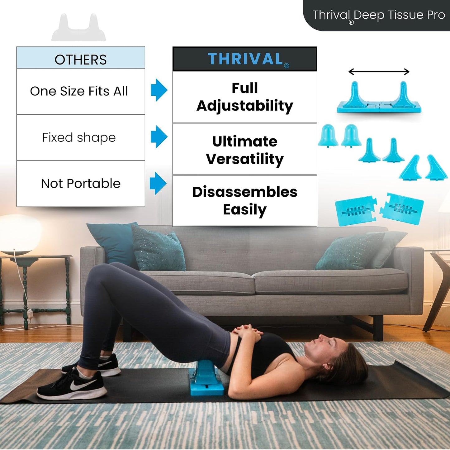 Thrival Arch Back Stretcher - Psoas Muscle Release Tool App for Hip Flexor, Back, Glute, Iliacus, and Neck - Spine Decompressor, Trigger Point, and Myofascial Release – Carbon Black