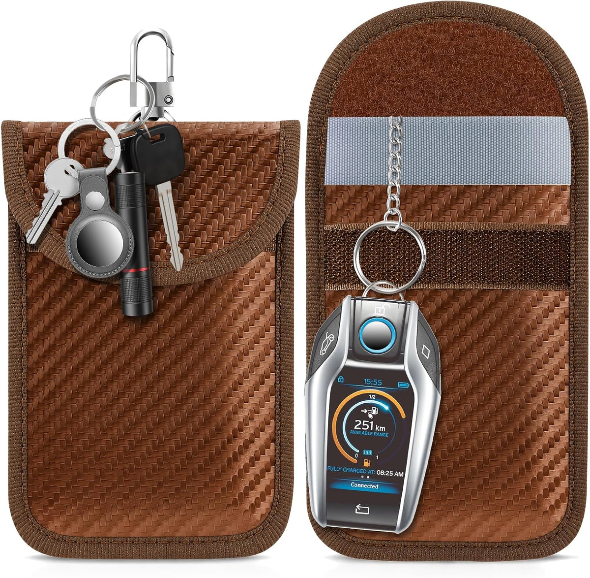 Faraday Pouch for Car Keys, Faraday Bag, Car RFID Signal Blocking Holder, Key Fob Protector, Key fob cage Block Signal Anti-Theft Fob Case (2 Pack)