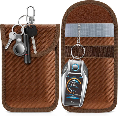 Faraday Pouch for Car Keys, Faraday Bag, Car RFID Signal Blocking Holder, Key Fob Protector, Key fob cage Block Signal Anti-Theft Fob Case (2 Pack)