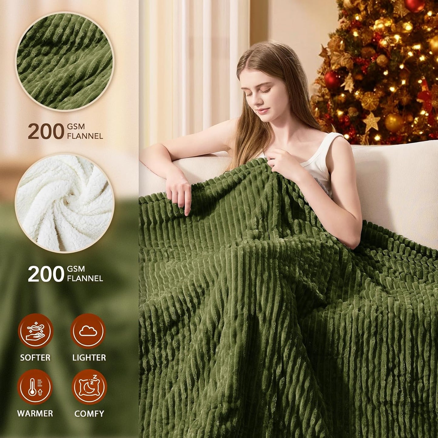 Homemate Heated Blanket Electric Throw - 50"x60" Heating Blanket Throw 1/2/4/6/8 Hours Auto-Off 10 Heat Levels Over-Heat Protection Soft Flannel Sherpa Heater ETL Certification