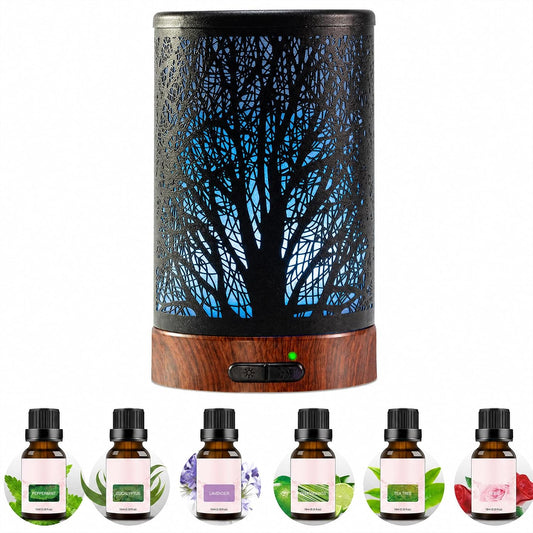 Essential Oil Diffuser - 150ML Metal Aromatherapy Diffuser for Essential Oils with 7 Colors Lights Gifts for Mom Auto Shut-Off & Ultrasonic Cool Mist Diffuser, Ambience for Home