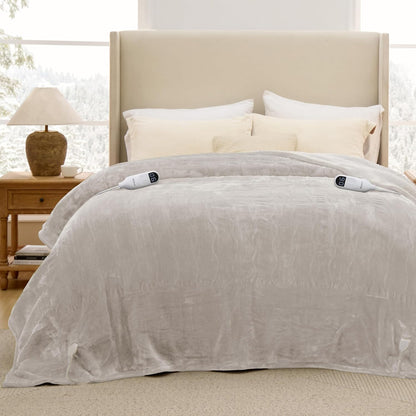 Bedsure Heated Blanket Throw Blanket with Preheat Function - Fast Heating Electric Blanket, Soft Flannel Throw with 6 Time Settings(Up to 10H), 6 Heating Settings, Gifts for Grandma (50"x60", Cream)