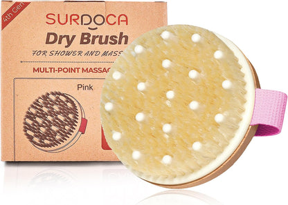 SURDOCA Dry Brush, Body Exfoliating Scrubber, Bath Shower Brushes for Improve Circulation, Cellulite and Lymphatic Remover