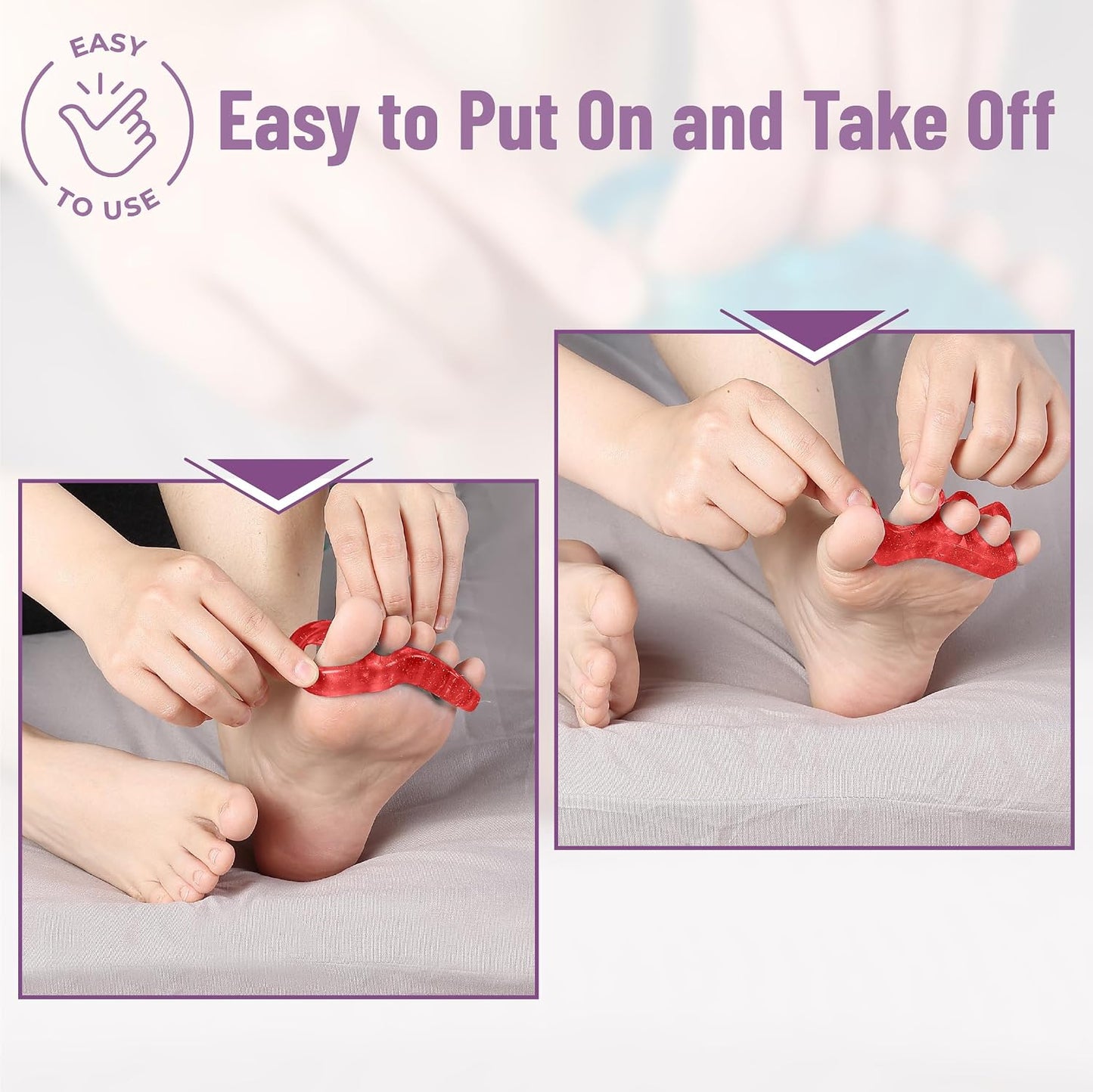 DR. JK- ToePal Gel Toe Separator, 2 Pairs, Toe Spacers, Toe Straightener, Hammer Toe Straightener, Toe Spreader, Toe Stretcher, Toe Corrector for Women and Men, Bunion Corrector
