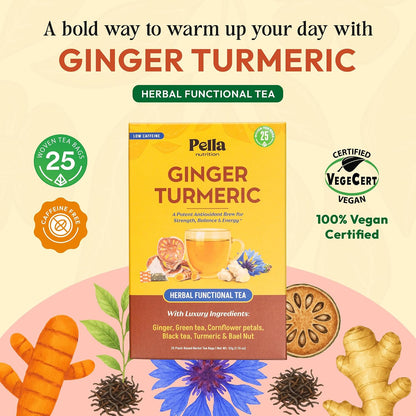 Pella Nutrition Ginger Turmeric Herbal Functional Tea - 25 Teabags
