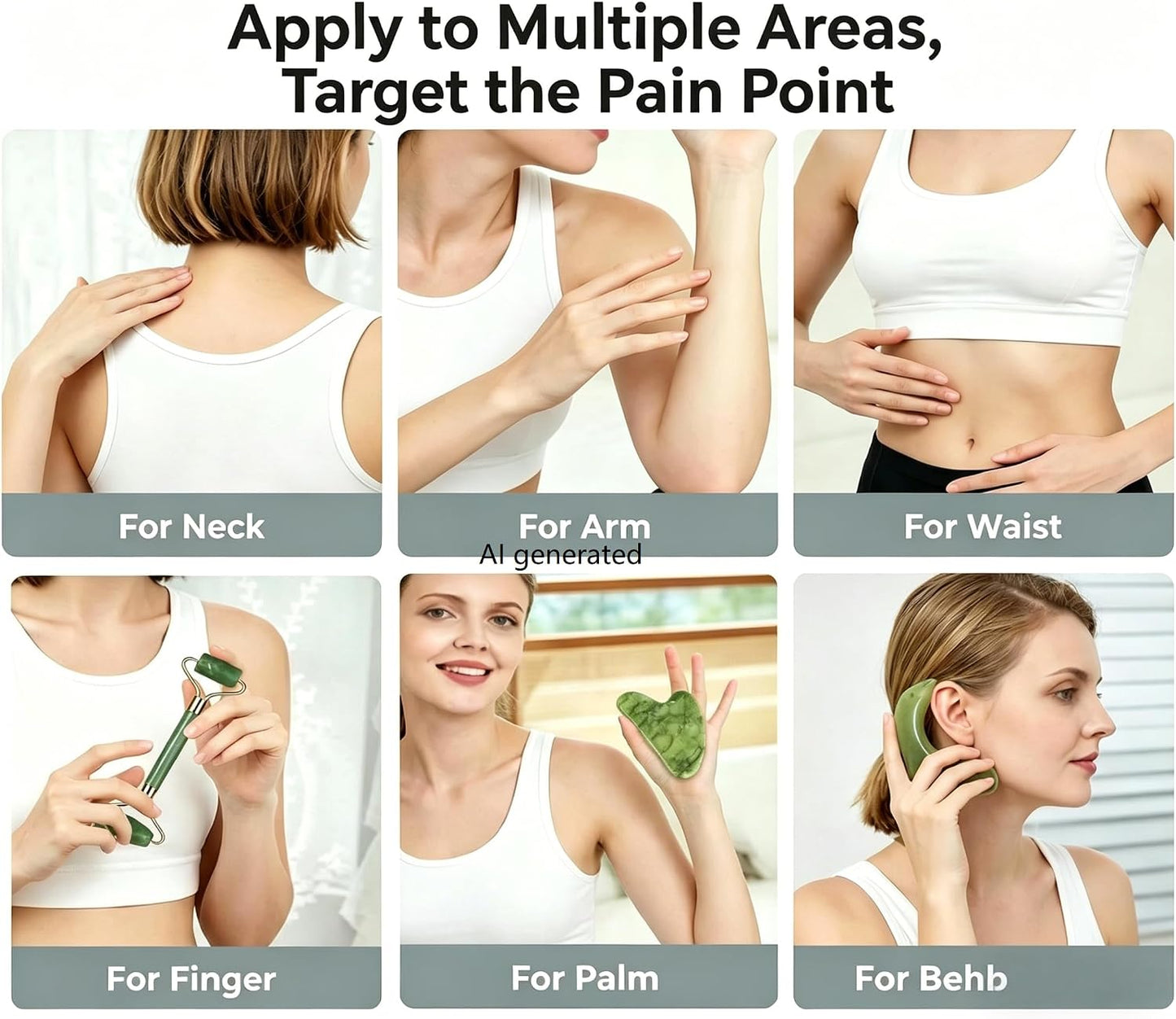 Gua Sha & Jade Roller Set,Massage Tool & Gua Sha Facial Tool Kit | Full Body Relax Tool for Face Neck Shoulder Back Leg Skincare, Ideal Daily Self-Care & Fathers Mothers Gifts