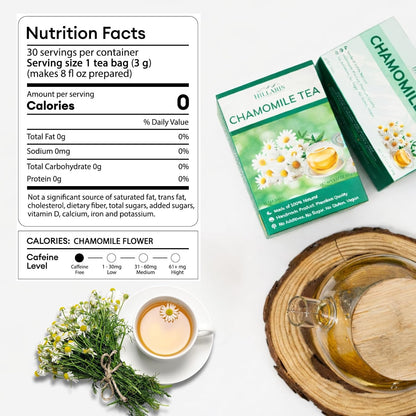 HILLARIS Chamomile Passionflower Herbal Tea, 30 Ct, 3g Each, Caffeine-Free