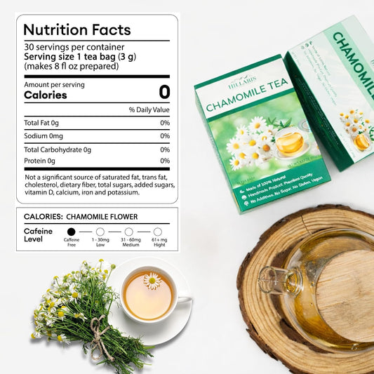 HILLARIS Chamomile Passionflower Herbal Tea, 30 Ct, 3g Each, Caffeine-Free