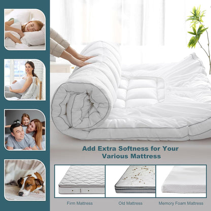 UNILIBRA Queen Mattress Protector Waterproof, Deep Pocket Mattress Pad Cover Fits to 6''-21'', Breathable Hollow Cotton Filling Quilted Mattress Protector for Queen Size