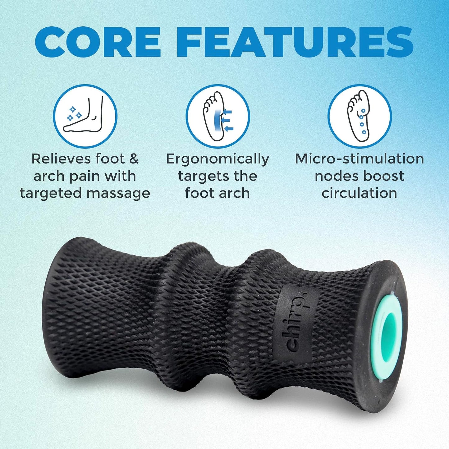 Chirp Wheel Foam Roller - Targeted Back & Neck Pain Relief, Muscle Massage, Trigger Point Therapy, High-Density Foam Tool for Physical Therapy, Stretching & Exercise, 500lbs Capacity, 12-Inch Mint