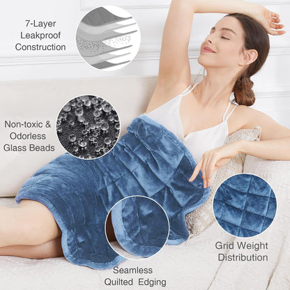 Alomidds Weighted Lap Blanket 7lbs, Cozy Breathable Flannel Weighted Lap Pad for Adults, Small Weighted Blanket for Travel, Couch, Green, 29" x 24"