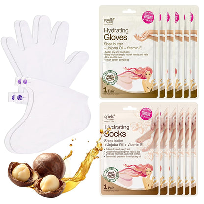 Epielle Hydrating Foot Mask 6 Pairs, Relieve and Soften with Shea Butter & Jojoba Oil, Deep Moisturizing Socks for Dry, Cracked Feet, Self Care Gifts for Women, Spa Kit