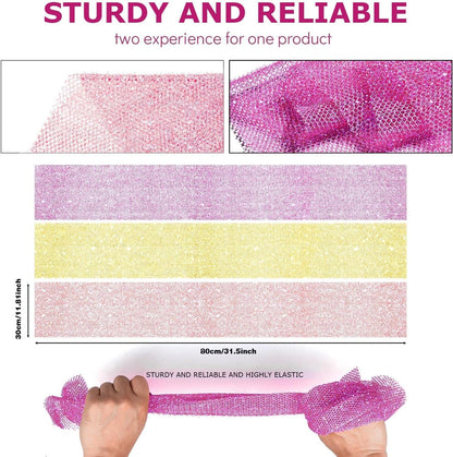 UJFQBH 3 Pieces African Bath Sponge African Net Long Net Bath Sponge Exfoliating Shower Body Scrubber Back Scrubber Skin Smoother,Great for Daily Use (Pink,Yellow,Purple)