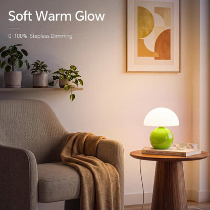 Dawnwake Mushroom Lamp Table Lamp for Bedroom-Small Desk Table Lamps,White
