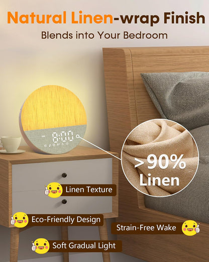 Sunrise Alarm Clock with Sounds Machine:Gentle Gradual Wake Up Light for Heavy Sleepers Relieve Anxiety Dimmable Clock with Bluetooth Memory for Bedroom - White Noise Machine with 30 Sleep Sounds