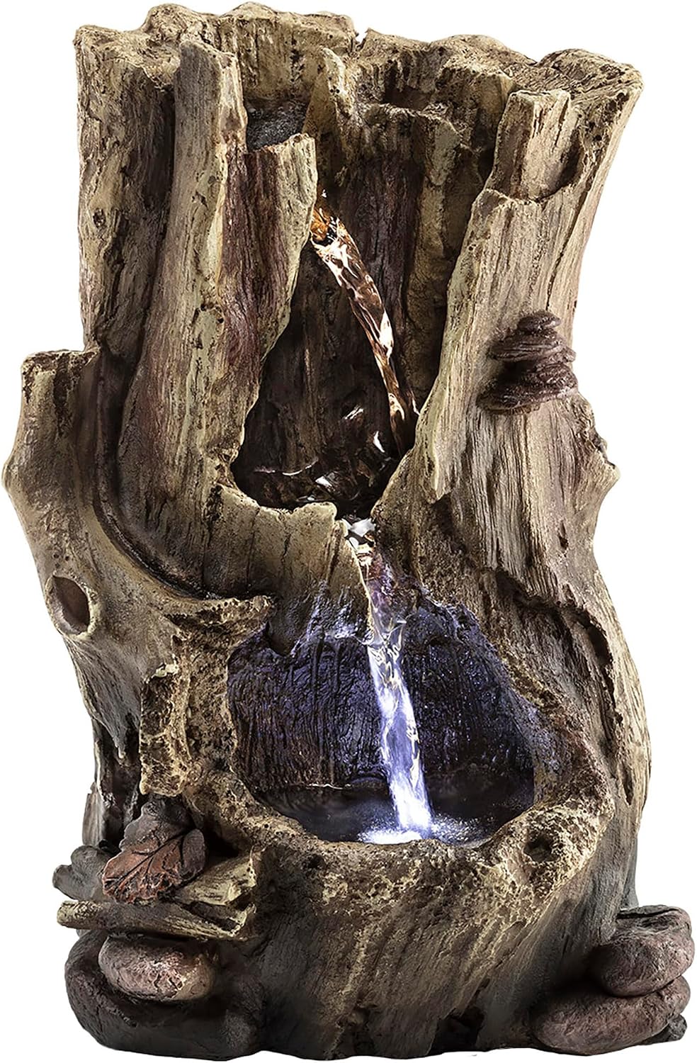 Alpine Corporatio 14" Tall Stoned Jar Cascading Water Fountain with LED Lights, Elegant Tabletop Water Feature for Home, Office, Living Room, and Bedroom Decor, Gray