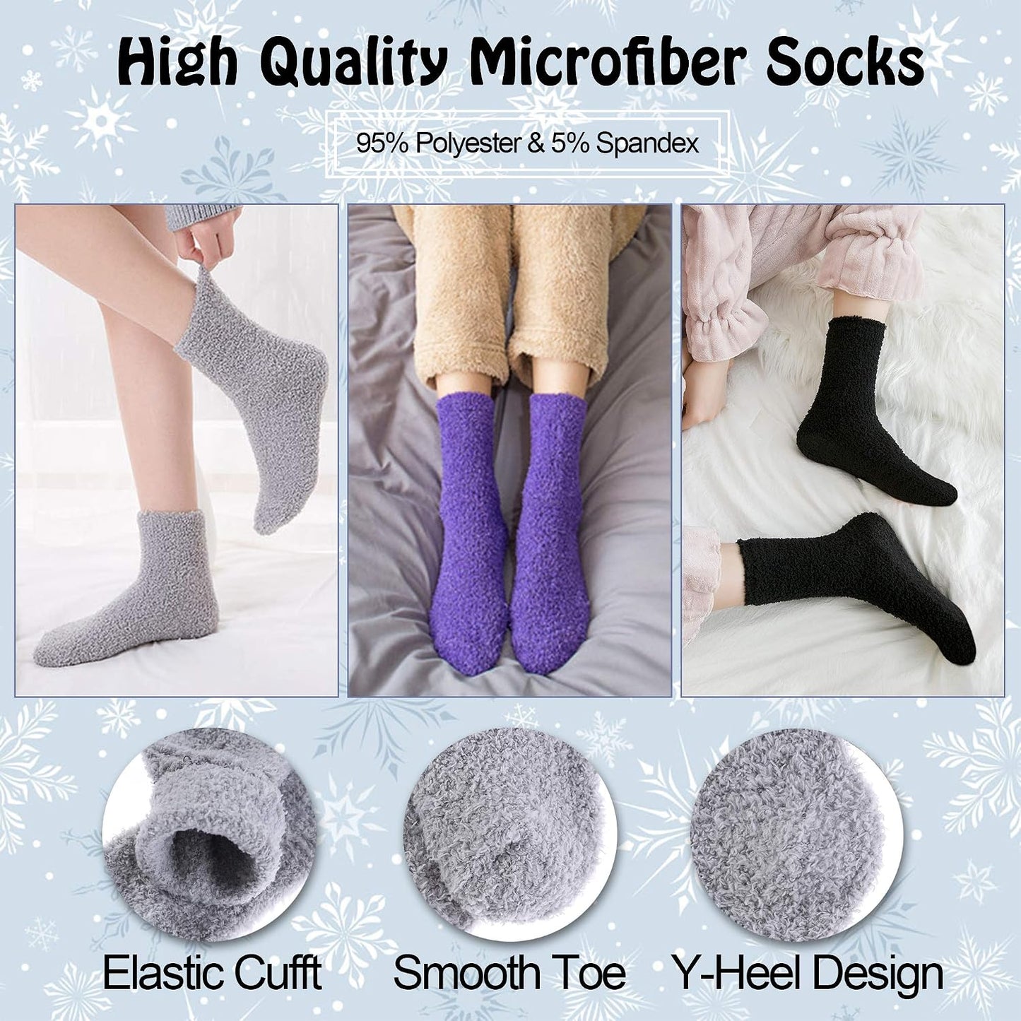 LANLEO 5/6 Pairs Womens Super Soft Fuzzy Plush Warm Winter Home Sleeping Slipper Socks
