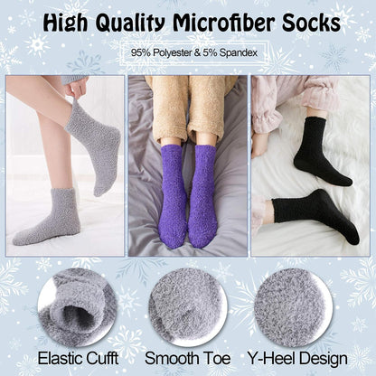 LANLEO 5/6 Pairs Womens Super Soft Fuzzy Plush Warm Winter Home Sleeping Slipper Socks