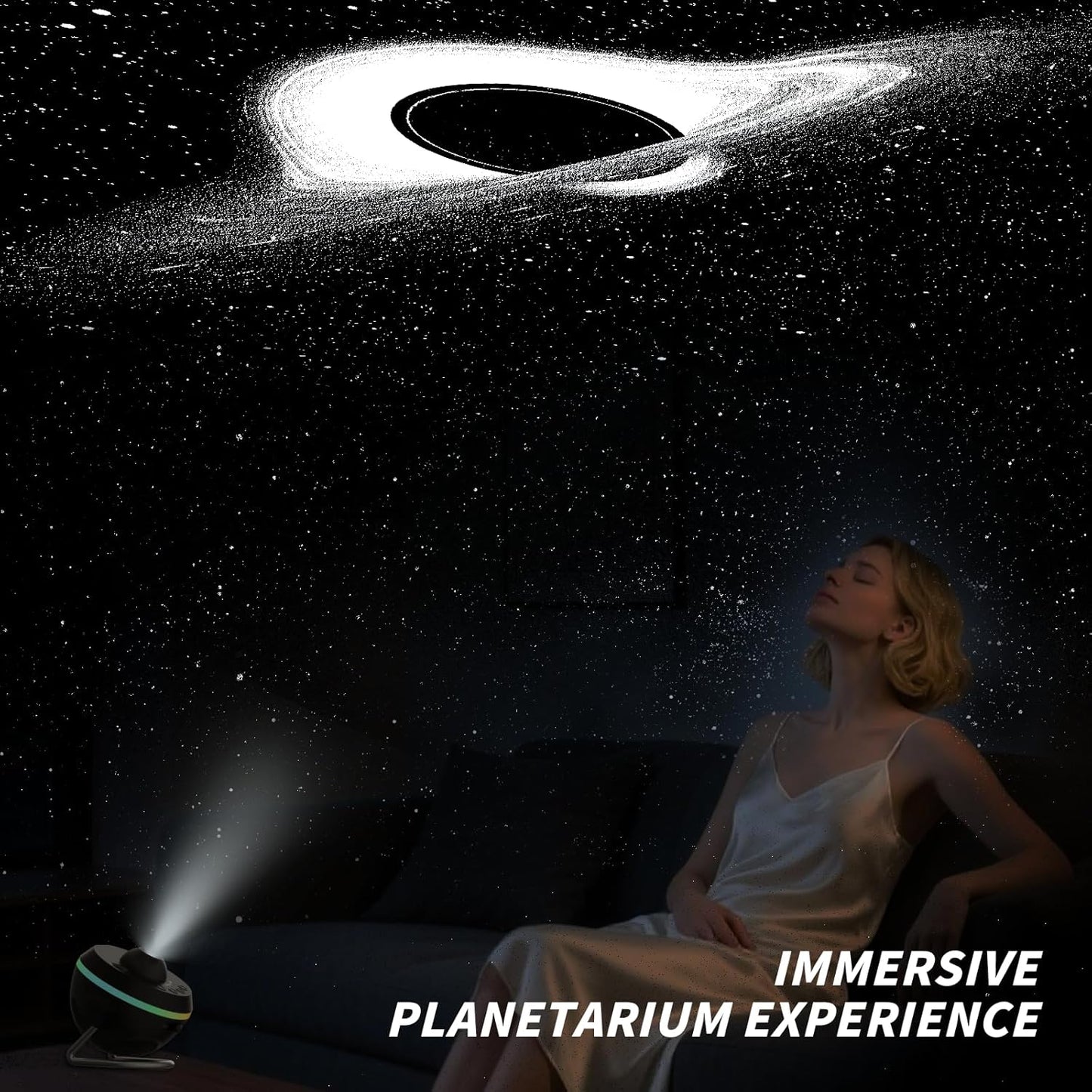 Galaxy Projector, Star Projector Home Planetarium with 1 Glass Projection Disc, 180 Rotatable Starry Sky Night Light with Meteor Effects & Light Strip for Bedroom, Kids & Adults Gift