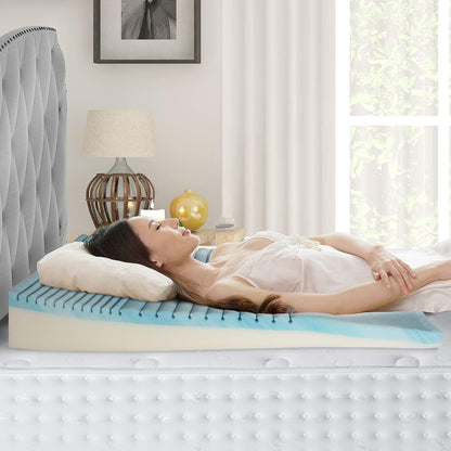 Boyd Sleep Gel Cooling Memory Foam Wedge Pillow – Dual Foam Bed Wedge, 4" Incline, GelLux Ventilation, Acid Reflux & Snoring Relief, 43" x 29" x 6", Supportive Body Pillow for Sleeping