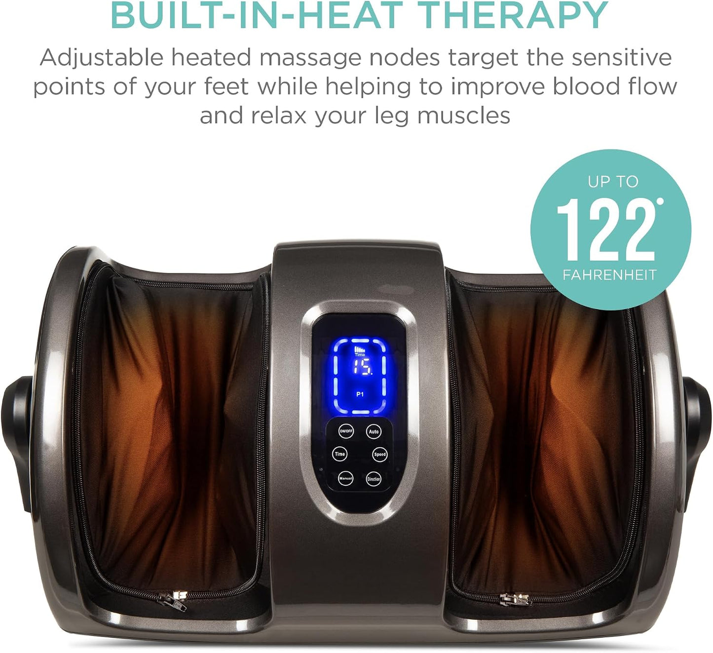 Best Choice Products Shiatsu Foot Massager with Heat for Plantar Fasciitis & Neuropathy, Kneading Foot & Calf Massager with Remote, 360° Adjustable Handle, Rolling & Compression Massage - Satin Black