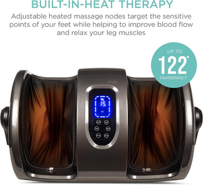 Best Choice Products Shiatsu Foot Massager with Heat for Plantar Fasciitis & Neuropathy, Kneading Foot & Calf Massager with Remote, 360° Adjustable Handle, Rolling & Compression Massage - Satin Black