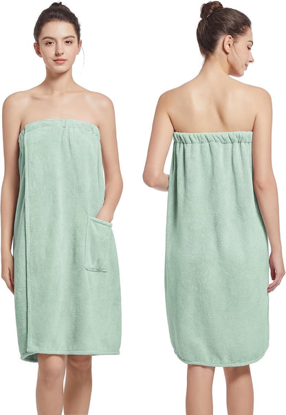 Women'S Soft Wrap Towel Full Length，Bath Robe After Shower Female Plush Long，Spa Bathrobes Lightweight With Pockets