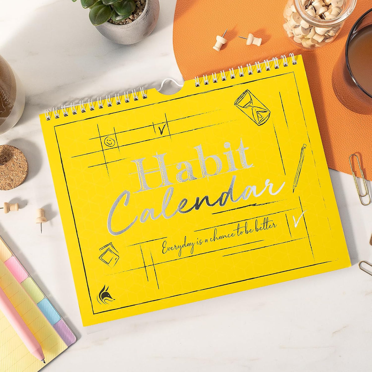 Clever Fox Habit Tracker Calendar, 24-Month Daily Goal Journal Green