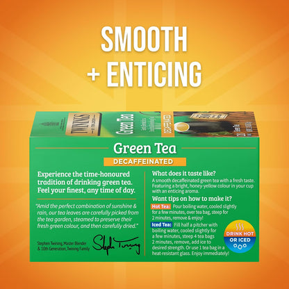 Twinings Decaffeinated Green Tea Bags, 20 CT Box (6 Pack)