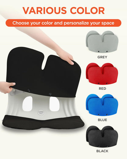 curble Grand– Extra Wide Ergonomic Seat Support, Sit Straighter Without Effort, Passive Posture Trainer for Office, Home & Car (Grey)