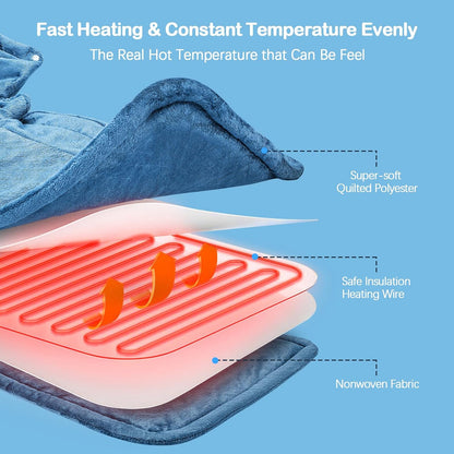 NIUONSIX Heating Pad for Neck Shoulders Back Pain Relief, Weighted Heat Wrap for Home Office Relax, 6 Heat Settings 4 Auto-Off, Father's Day Dad Gifts for Men Husband Birthday Gifts for Women Mom
