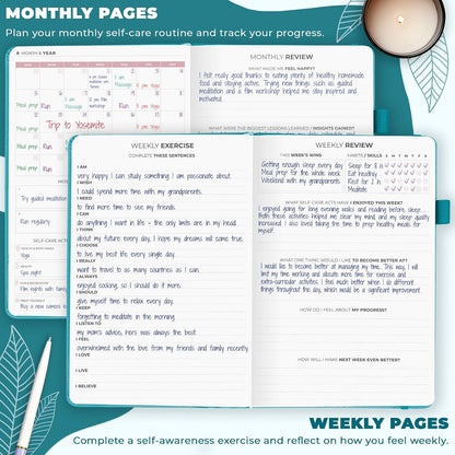 Clever Fox Self-Care Journal for Women, Daily Planner 5.8x8.3 Aquamarine
