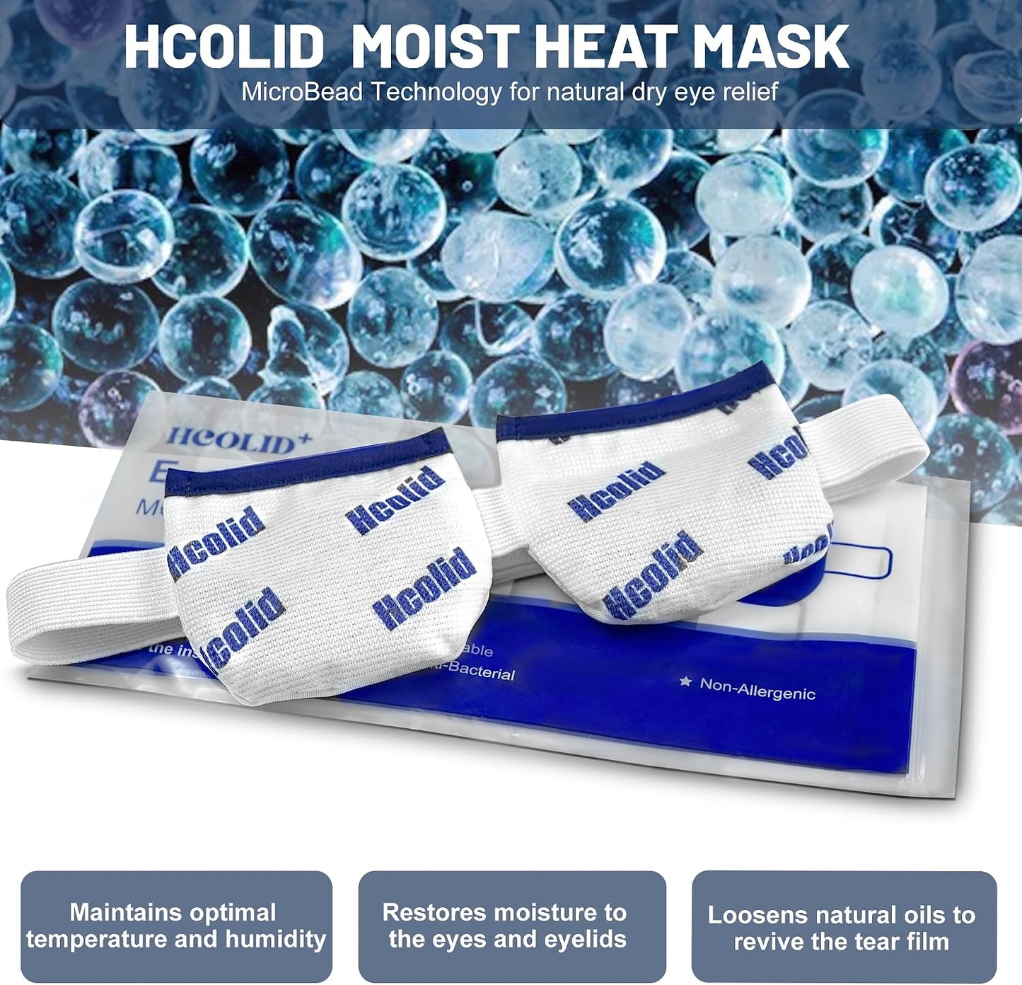 Microwavable Heated Eye Mask for Dry Eyes, White, 1 Pack