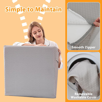 Ruqmuis Wedge Pillow for Acid Reflux, Bed Wedge Pillow for Headboard 10", Pillow Wedge for Back Pain Relief, Post Surgery, Elevated Pillows for Sleeping, Snoring, Triangle Pillow with Cover, White
