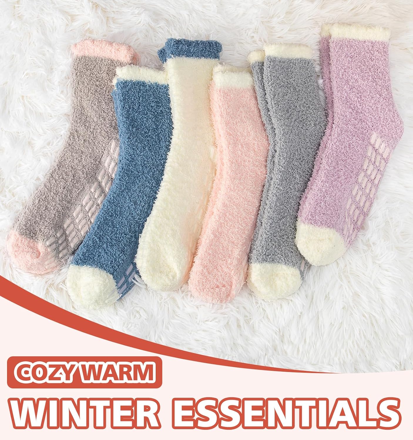 Slipper Socks for Women Men Grip Hospital Socks with Grips Fuzzy Non Slip Warm Womens Gifts