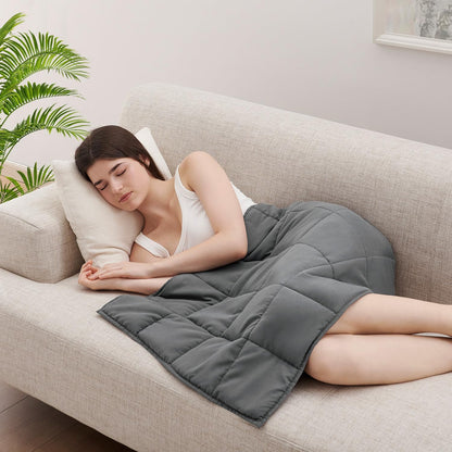 L'AGRATY Weighted Lap Pad 7lb: Small Weighted Blanket for Adults - Cooling Portable Travel Blanket for Relaxation Sleeping - Washable All-Season (29" x 24")