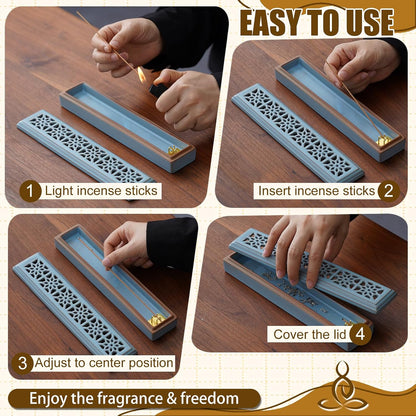 CEREMONY Incense Holder for Sticks, Ceramic Insence-Stick Holder Ash Catcher, Incense Holder Timkburner for Meditation Yoga Spa Room Incense Holder (Lever Brown)