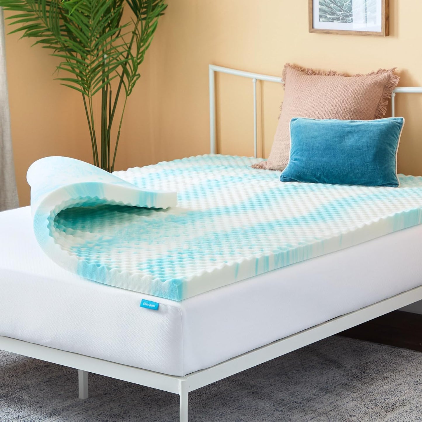 Linenspa Memory Foam Mattress Topper, Queen Size - 2 Inch Gel Infused Memory Foam - Plush Feel - Cooling and Pressure Relieving - CertiPUR Certified