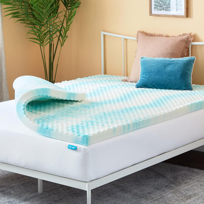 Linenspa Memory Foam Mattress Topper, Queen Size - 2 Inch Gel Infused Memory Foam - Plush Feel - Cooling and Pressure Relieving - CertiPUR Certified
