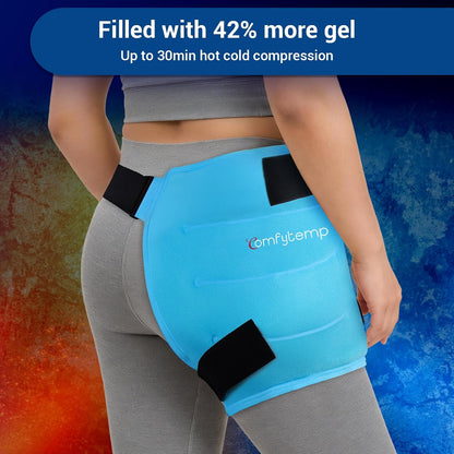 Comfytemp Hip Ice Pack Wrap for Sciatica Pain Relief, Hip Replacement Kit After Surgery, Reusable Gel Ice Pack for Injuries, Hot Cold Compress Recovery Items Physical Therapy for Men Women (L/XL/2XL)