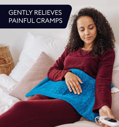 GENIANI Electric Heating Pad for Back Pain & Cramps Relief, Electric Throw, Self Care Gifts for Women, Heating Pad for Neck & Shoulder, Machine Washable Microplush, Auto Shut Off (12"x24", Tabby Gray)